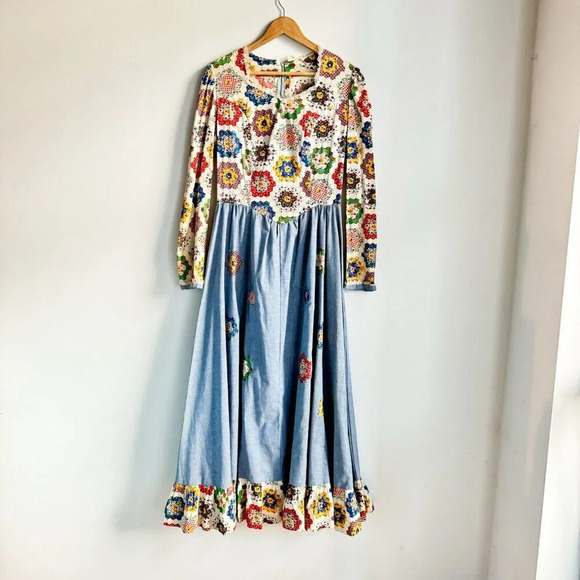 Vintage Floral Patchwork Maxi Dress - Picture 2 of 12